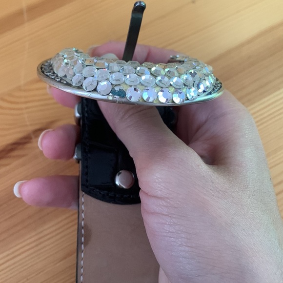 BB Simon black belt with rhinestones buckle - Picture 10 of 11